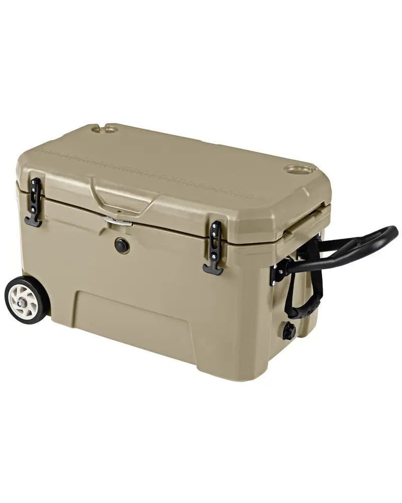 52 Quart Portable Hard Cooler with 6-Day Ice Retention and Wheels-Khaki - Khaki - Coolers