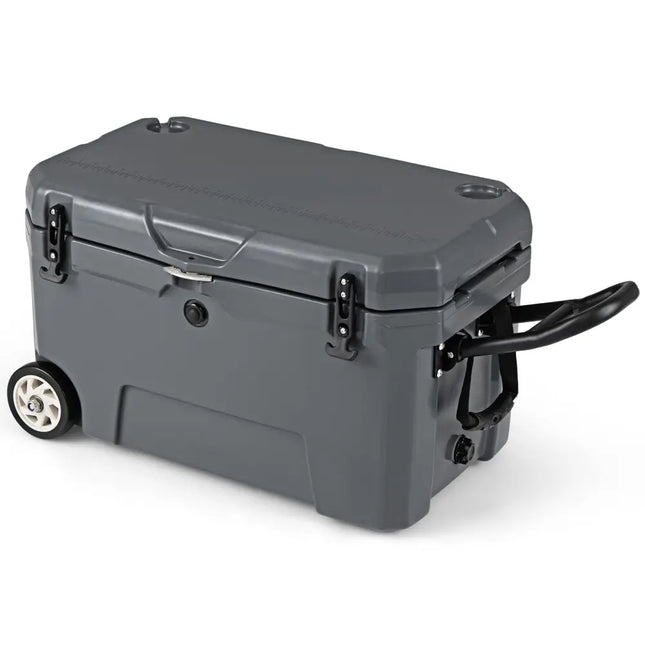 52 Quart Portable Hard Cooler with 6-Day Ice Retention and Wheels-Gray - Gray - Coolers