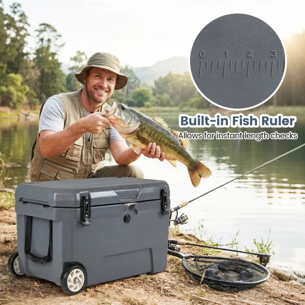 52 Quart Portable Hard Cooler with 6-Day Ice Retention and Wheels-Gray - Gray - Coolers