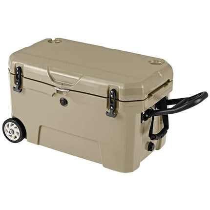 52 Quart Portable Hard Cooler with 6-Day Ice Retention and Wheels-Khaki - Khaki - Coolers