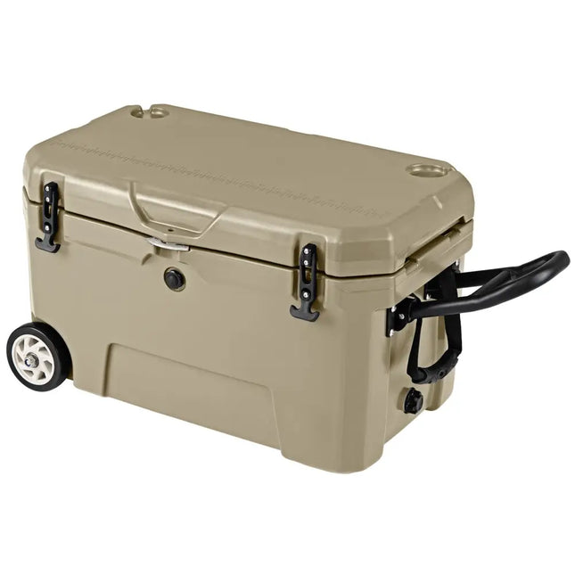 52 Quart Portable Hard Cooler with 6-Day Ice Retention and Wheels-Khaki - Khaki - Coolers