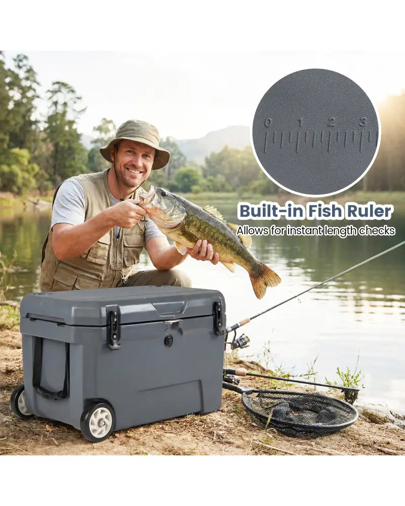 52 Quart Portable Hard Cooler with 6-Day Ice Retention and Wheels-Gray - Gray - Coolers