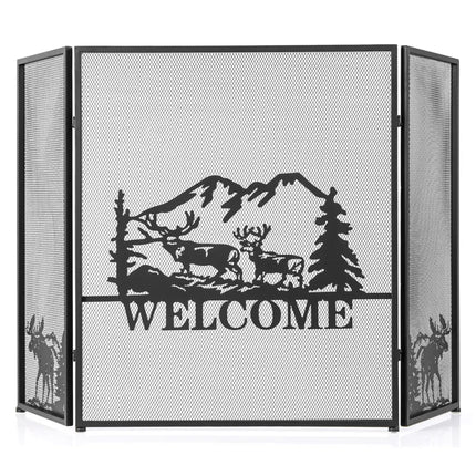 52 x 31 Inch Fireplace Screen-Black - Black - Fireplace Tools