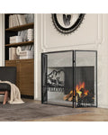 52 x 31 Inch Fireplace Screen-Black - Black - Fireplace Tools