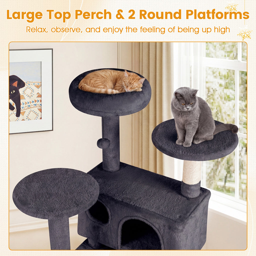 52 Inch Tall Cat Tree Tower for Indoor Cats-Dark Gray