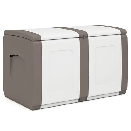 53 Gallon Patio Container with Lockable Lid for Packages and Garden-Beige - Beige - Garden Tools