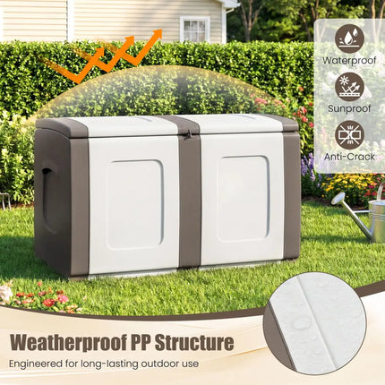 53 Gallon Patio Container with Lockable Lid for Packages and Garden-Beige - Beige - Garden Tools