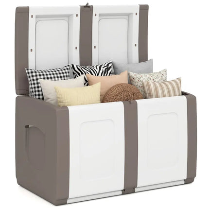 53 Gallon Patio Container with Lockable Lid for Packages and Garden-Beige - Beige - Garden Tools