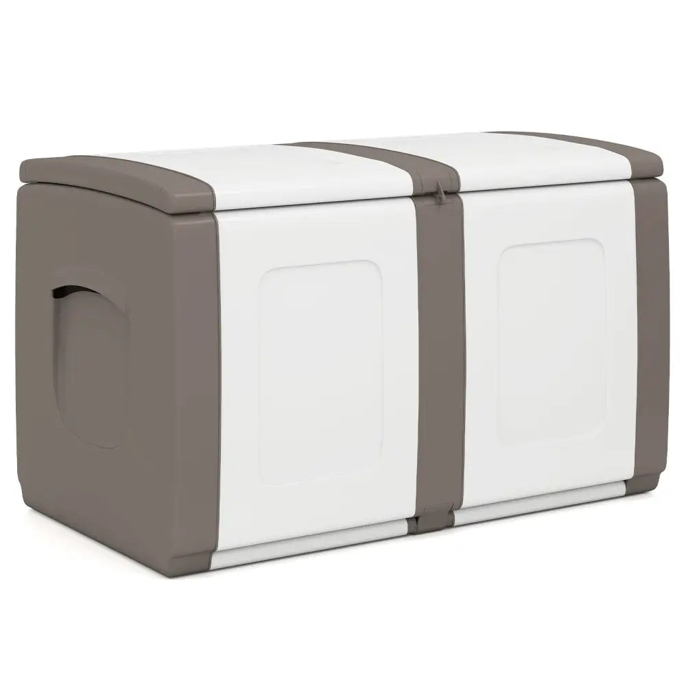 53 Gallon Patio Container with Lockable Lid for Packages and Garden-Beige - Beige - Garden Tools