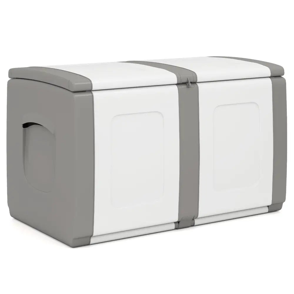 53 Gallon Patio Container with Lockable Lid for Packages and Garden-Gray - Gray - Sheds & Outdoor Storage