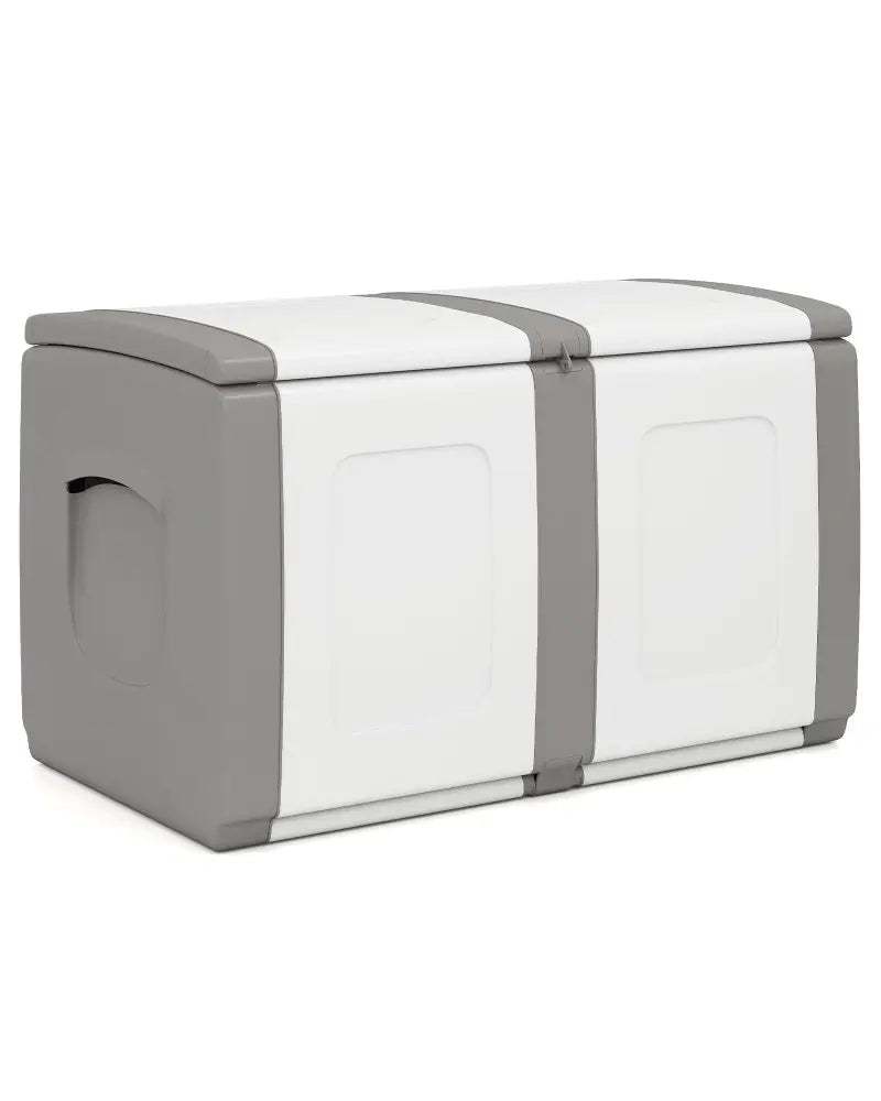 53 Gallon Patio Container with Lockable Lid for Packages and Garden-Gray - Gray - Sheds & Outdoor Storage