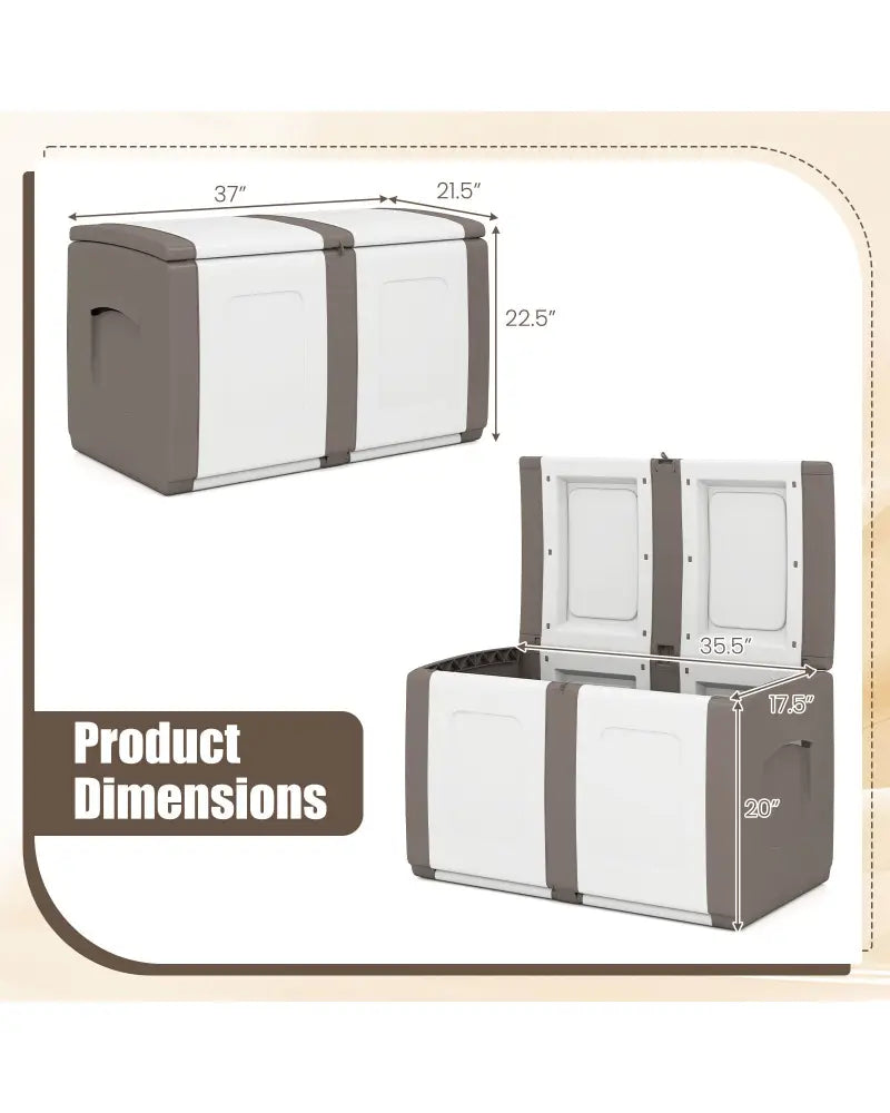 53 Gallon Patio Container with Lockable Lid for Packages and Garden-Beige - Beige - Garden Tools