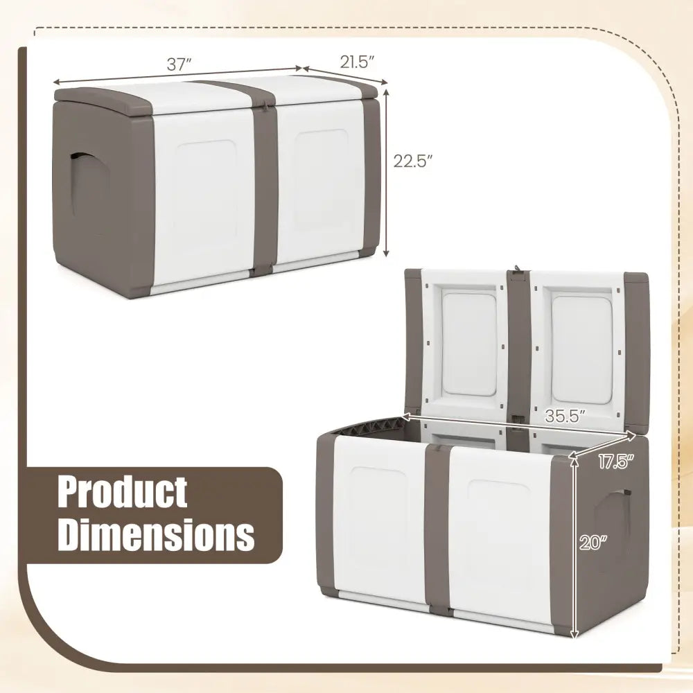53 Gallon Patio Container with Lockable Lid for Packages and Garden-Beige - Beige - Garden Tools