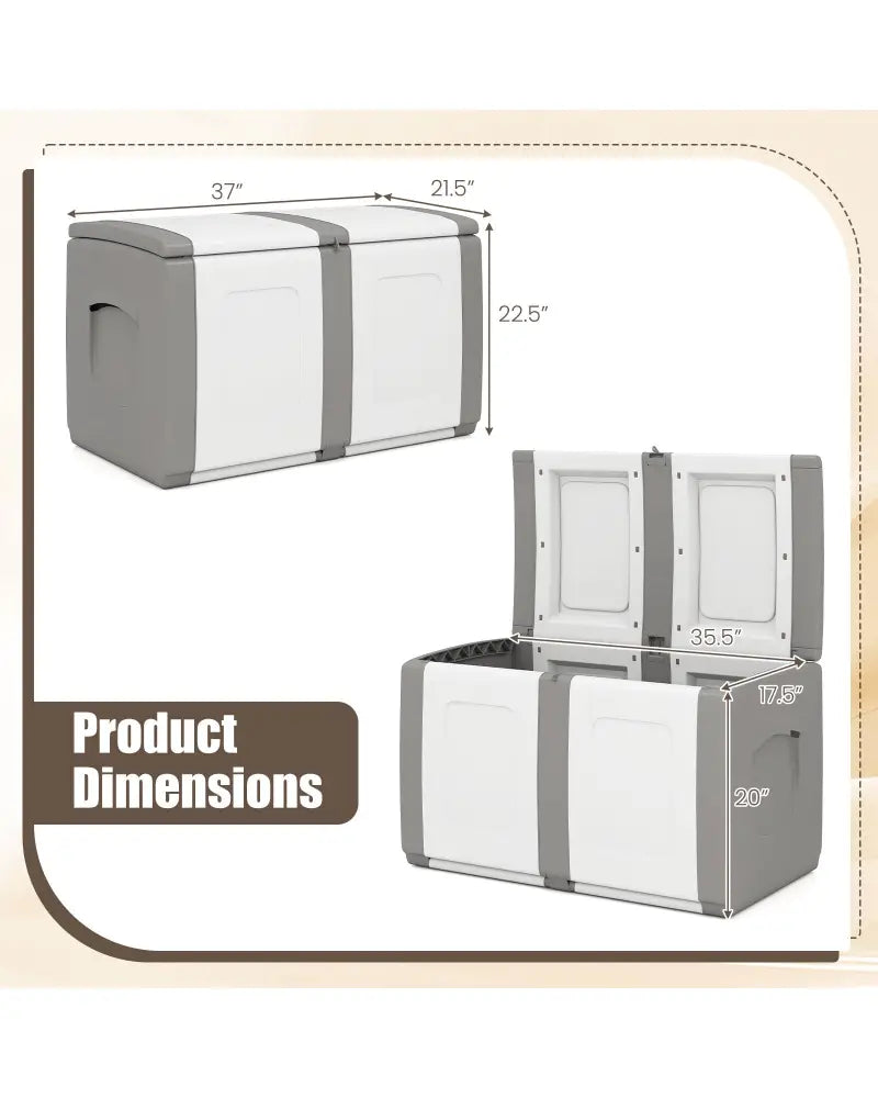 53 Gallon Patio Container with Lockable Lid for Packages and Garden-Gray - Gray - Sheds & Outdoor Storage