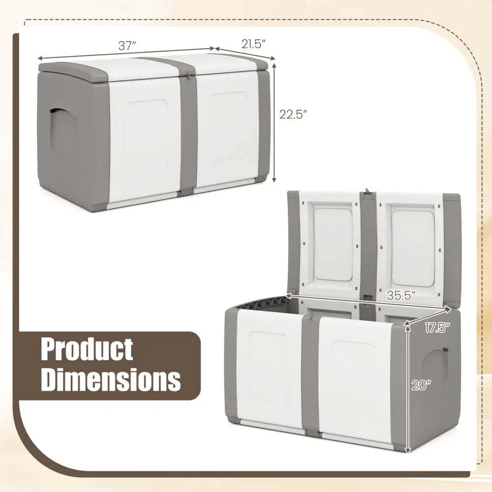 53 Gallon Patio Container with Lockable Lid for Packages and Garden-Gray - Gray - Sheds & Outdoor Storage