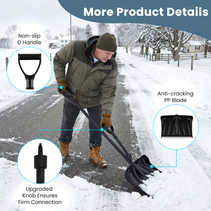 53 Inch Snow Shovel with Assist Handle for Driveway Car Garage Camping-Black - Black - Snow Removal