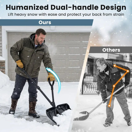 53 Inch Snow Shovel with Assist Handle for Driveway Car Garage Camping-Black - Black - Snow Removal