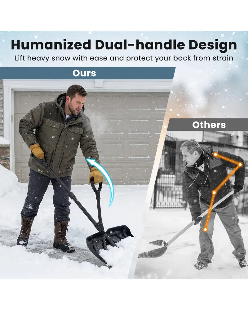 53 Inch Snow Shovel with Assist Handle for Driveway Car Garage Camping-Black - Black - Snow Removal