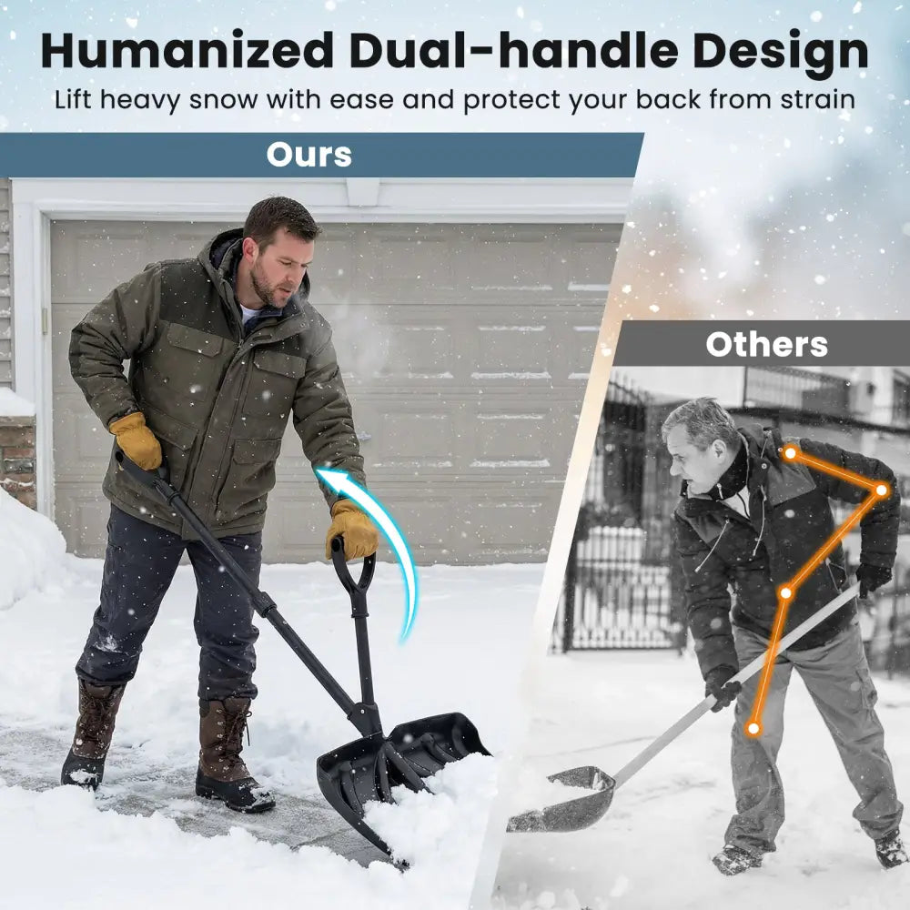 53 Inch Snow Shovel with Assist Handle for Driveway Car Garage Camping-Black - Black - Snow Removal