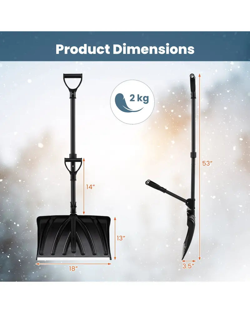 53 Inch Snow Shovel with Assist Handle for Driveway Car Garage Camping-Black - Black - Snow Removal