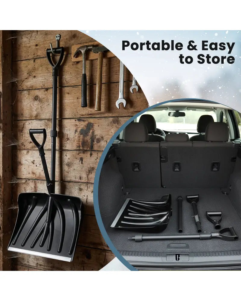 53 Inch Snow Shovel with Assist Handle for Driveway Car Garage Camping-Black - Black - Snow Removal