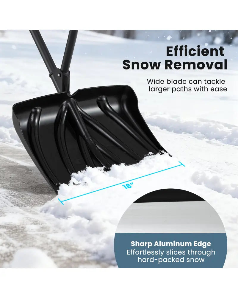 53 Inch Snow Shovel with Assist Handle for Driveway Car Garage Camping-Black - Black - Snow Removal