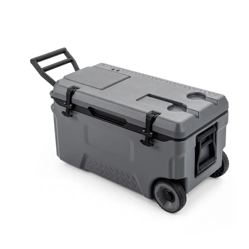 53 Quart Portable Rolling Cooler with Fish Ruler for Outdoor-Gray - Gray - Coolers