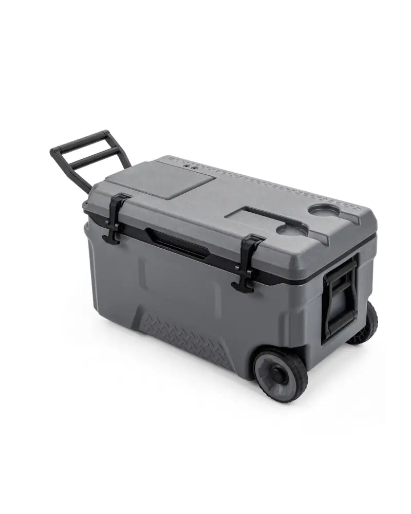 53 Quart Portable Rolling Cooler with Fish Ruler for Outdoor-Gray - Gray - Coolers