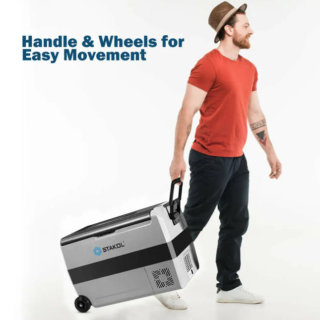 53 Quarts Portable Electric Car Cooler Refrigerator - Black & Gray - Coolers