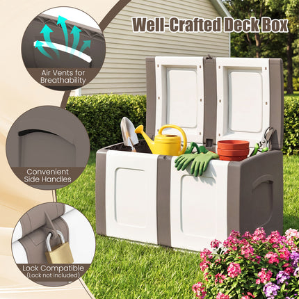 53 Gallon Patio Container with Lockable Lid  for Packages and Garden-Beige