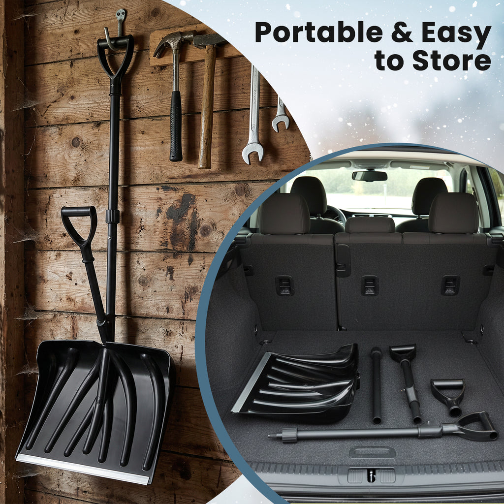 53 Inch Snow Shovel with Assist Handle for Driveway Car Garage Camping-Black
