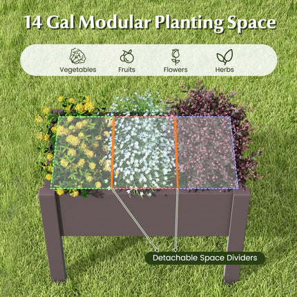 53L Raised Bed Grow Box Self-Watering Planter Box Stand with Water Level Monitor-Coffee - Coffee - Raised Garden Beds