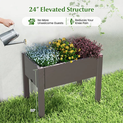 53L Raised Bed Grow Box Self-Watering Planter Box Stand with Water Level Monitor-Coffee - Coffee - Raised Garden Beds