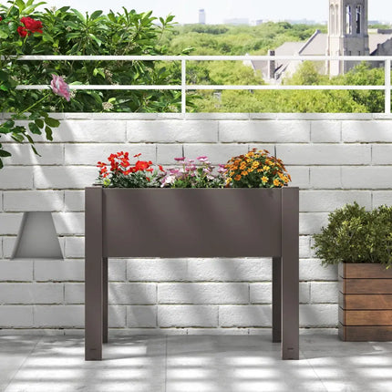 53L Raised Bed Grow Box Self-Watering Planter Box Stand with Water Level Monitor-Coffee - Coffee - Raised Garden Beds