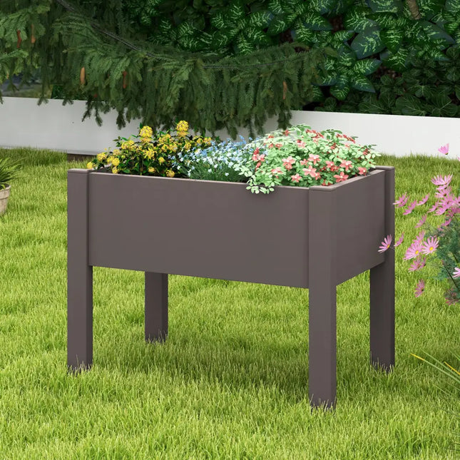 53L Raised Bed Grow Box Self-Watering Planter Box Stand with Water Level Monitor-Coffee - Coffee - Raised Garden Beds