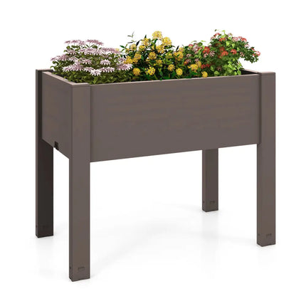 53L Raised Bed Grow Box Self-Watering Planter Box Stand with Water Level Monitor-Coffee - Coffee - Raised Garden Beds