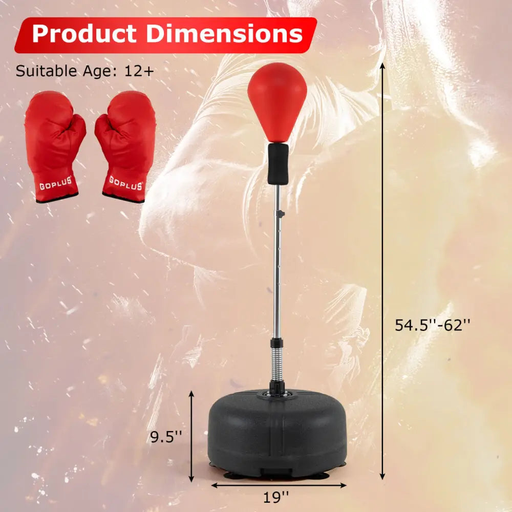 54.5’’-62’’ Height Adjustable FPunching Bag with Stand for Teens and Adults-Red - Red - Sport Equipments