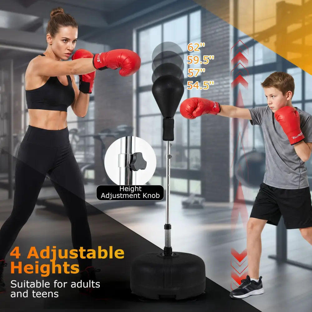 54.5’’-62’’ Height Adjustable FPunching Bag with Stand for Teens and Adults-Black - Black - Sport Equipments