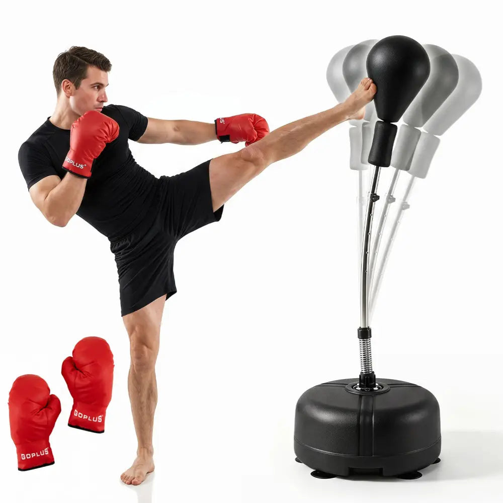 54.5’’-62’’ Height Adjustable FPunching Bag with Stand for Teens and Adults-Black - Black - Sport Equipments