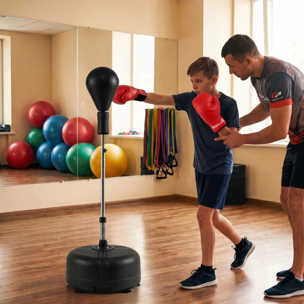 54.5’’-62’’ Height Adjustable FPunching Bag with Stand for Teens and Adults-Black - Black - Sport Equipments