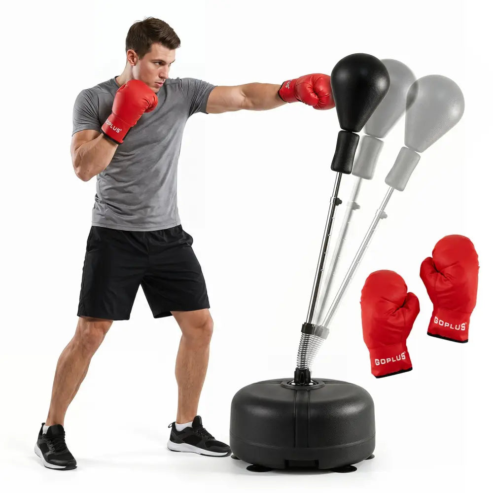 54.5’’-62’’ Height Adjustable FPunching Bag with Stand for Teens and Adults-Black - Black - Sport Equipments