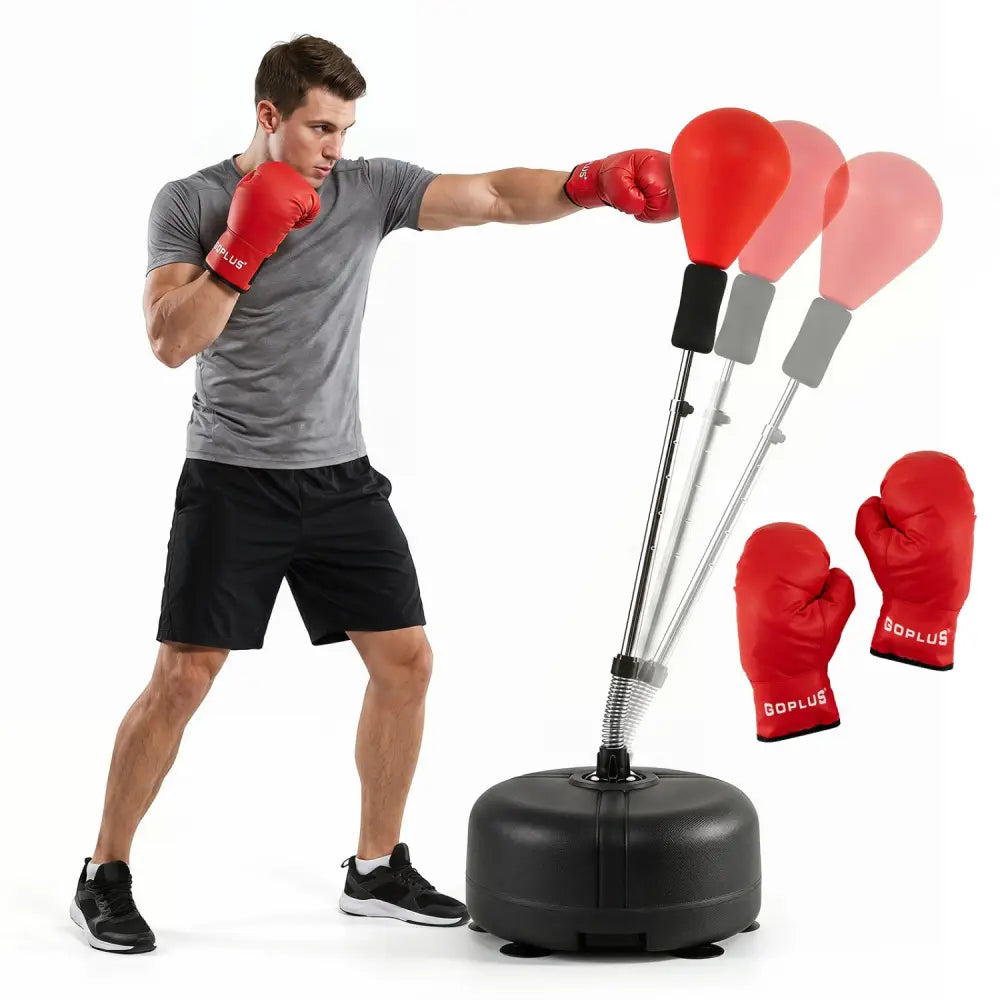 54.5’’-62’’ Height Adjustable FPunching Bag with Stand for Teens and Adults-Red - Red - Sport Equipments