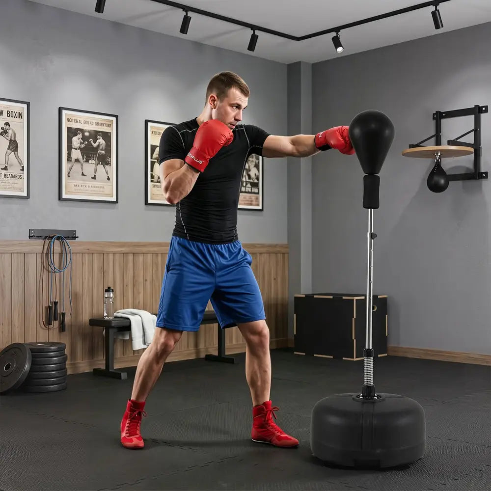 54.5’’-62’’ Height Adjustable FPunching Bag with Stand for Teens and Adults-Black - Black - Sport Equipments