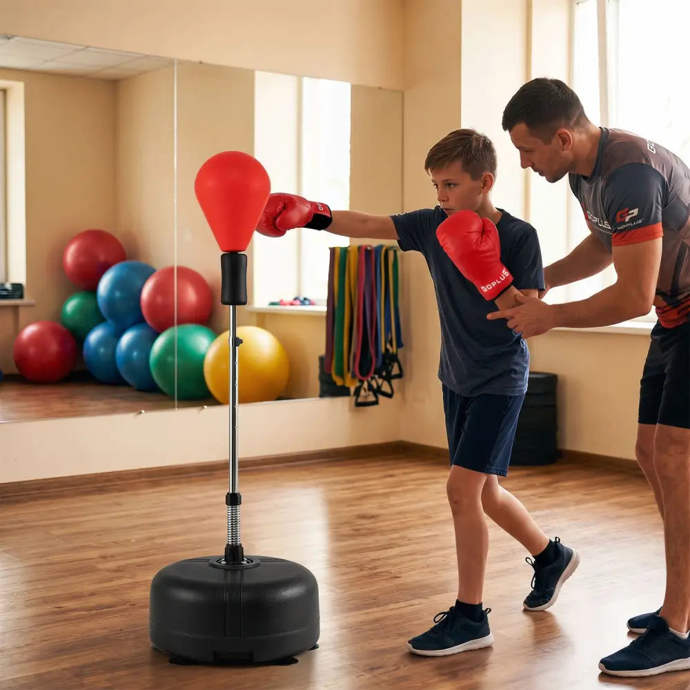 54.5’’-62’’ Height Adjustable FPunching Bag with Stand for Teens and Adults-Red - Red - Sport Equipments