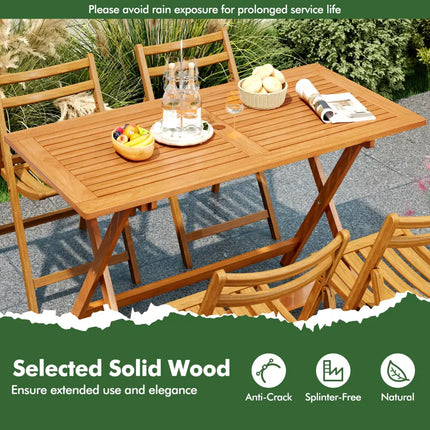54.5 Inch x 27.5 Inch Patio Dining Table with Teak Painting and Umbrella Hole - Teak - Patio Dining Tables