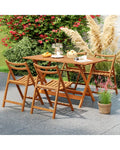 54.5 Inch x 27.5 Inch Patio Dining Table with Teak Painting and Umbrella Hole - Teak - Patio Dining Tables