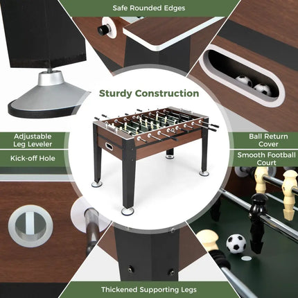 54 Inch Indoor Competition Game Soccer Table - Black - Game Room