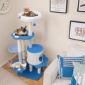 54 Inches Tall Modern Cat Tree Tower for Indoor Cats-Blue - Blue - Cat Trees Condos & Scratchers
