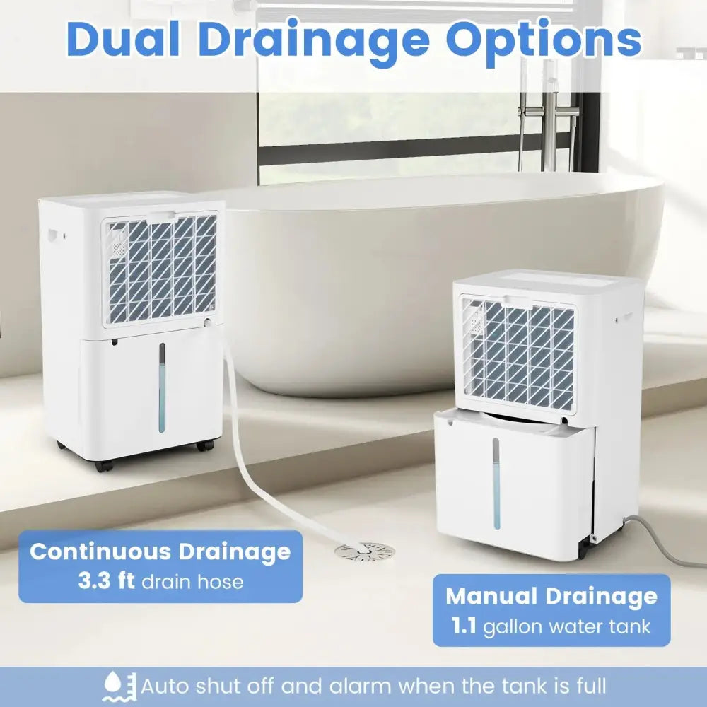 54 Pints Dehumidifier for Home 4500 Sq.Ft Dehumidifier-White Costway