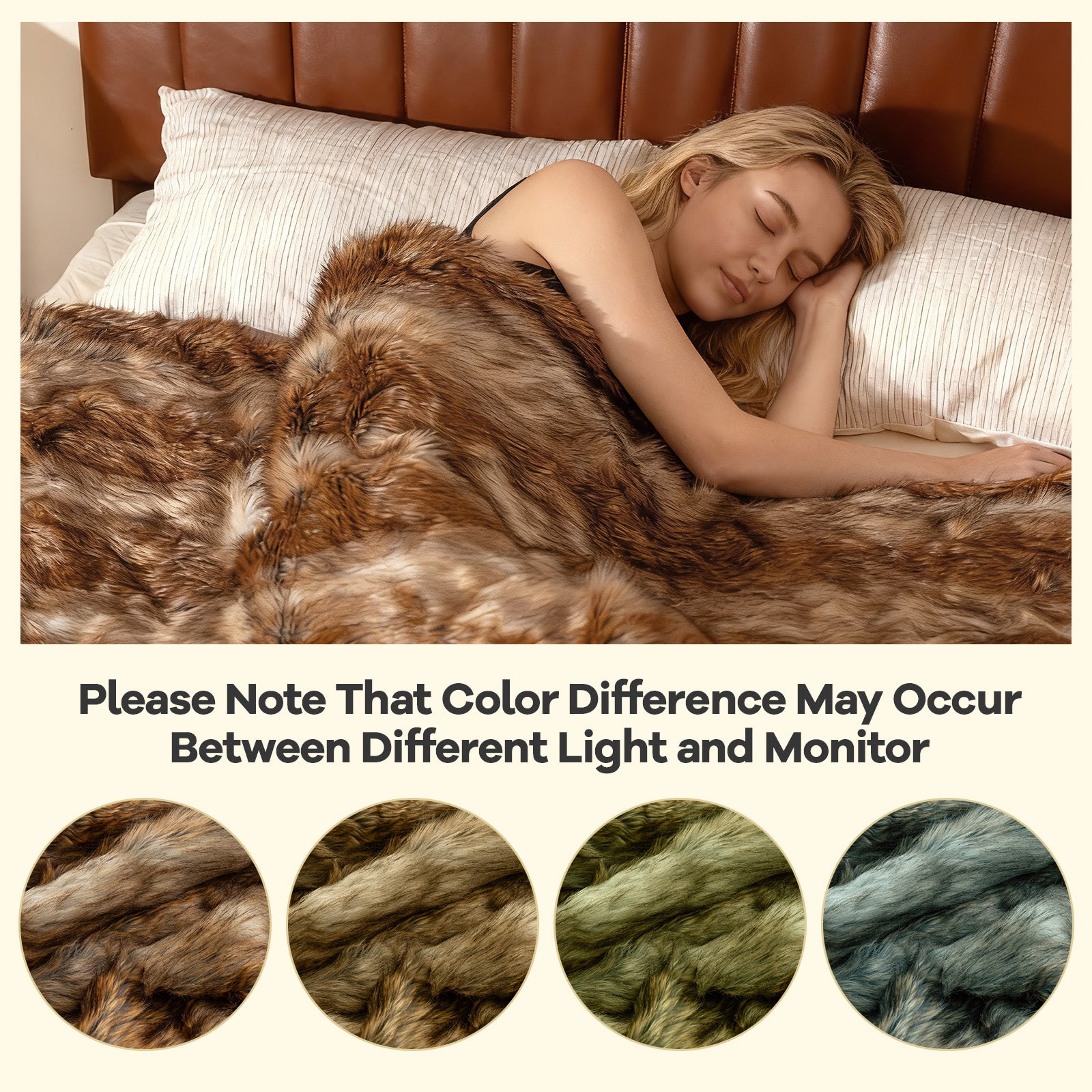 540GSM Soft Plush Fuzzy Luxury Faux Raccoon Fur Blanket for Bed-M